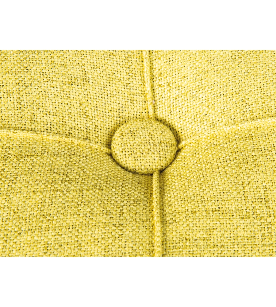 POUFF CONTENITORE IN TESSUTO GIALLO CHIARO TRAPUNTATO, 34X34X40 CM
